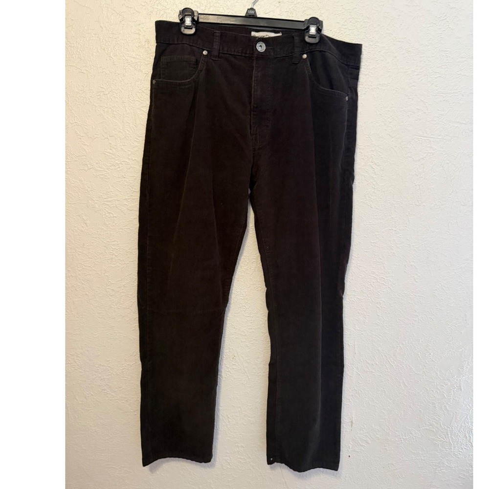 Paper Denim & Cloth Mens 34x30 Brown Corduroy Straight Leg Cotton Pants Espresso